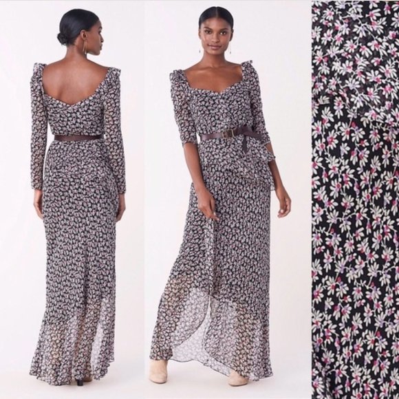 Diane Von Furstenberg Dresses & Skirts - Diane von Furstenberg “Jasmyne” Maxi Dress Ruffled Chiffon floral pattern size 4